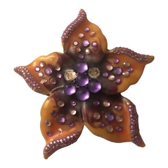 Vintage flower‎ brooch pin - Picture 2 of 4